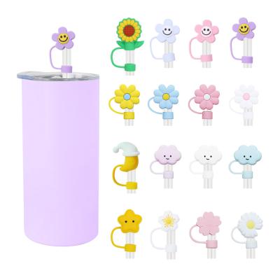 China 3D Flower Design Silicone Straw Cap  100% Bpa Free Non Toxic Safe Silicone Toppers For Cup Straws à venda