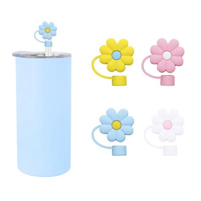 China Different Flower Silicone Straw Straw Hat Cap Toppers Covers For Tumbler Cup à venda