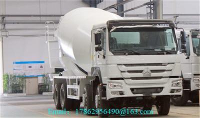 China 8×4 371 HP Euro II Cement Mixing Equipment , Truck Mounted Concrete Mixer With HW76 Cab for sale