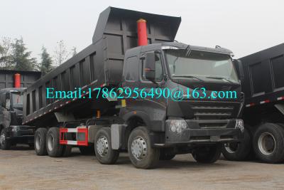 China Black 371 HP 8x4 Heavy Duty Dump Truck With ZF8118 Steering Gear Box And HW76 Cab for sale