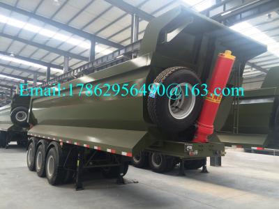 China 45 Ton Pay Load Semi Dump Trailers / Tri Axle Dump Truck Trailer 10 Pcs Leaf Spring for sale