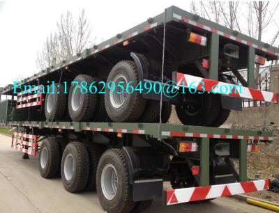 China Three Alxes 40ft Heavy Duty Semi Trailers Flatbed Truck With 28 Tons Landing Gear for sale
