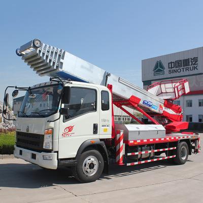 China Euro 2 Double Cabin Aerial Work Platform Truck 8-20m Work Height 160hp ZZ1324N3325S for sale