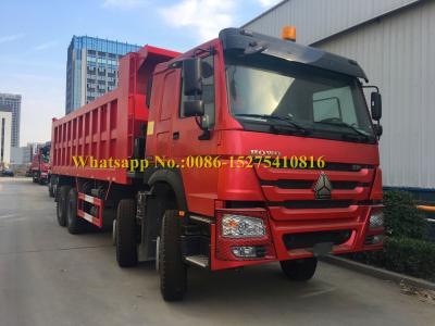 China Red Color HOWO 371/420 hp 8x4 12 wheeler Heavy Duty Mining Dump/ Dumper/Tipper Truck For Transporting sand stone ore for sale