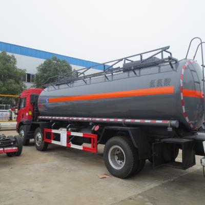 China Tipo rojo transmisión manual del combustible diesel del camión de petrolero del ácido hidroclórico de FAW 15000L 8×4 en venta