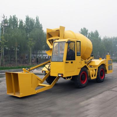 China Double Cone Roll Concrete Construction Equipment , 1.2m3 Self - Feeding Concrete Mixers 55kw 4500kg for sale