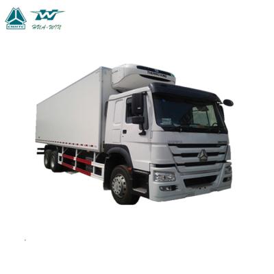 中国 冷やされていた箱の容器の重い貨物トラック6x4のディーゼル燃料のタイプ最高速度96km/H 販売のため