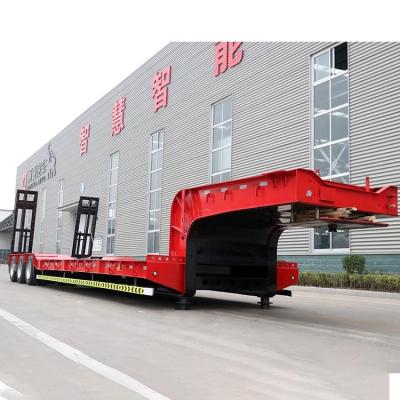 China 24V Low Bed Semi Trailer 100 Tons 6 Axles In Three Lines Gooseneck Drop Deck Truck for sale