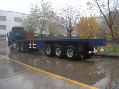 China 40ft 3 Alxes Heavy Duty Flatbed Semi Trailers With 3mm Diamond Platform for sale