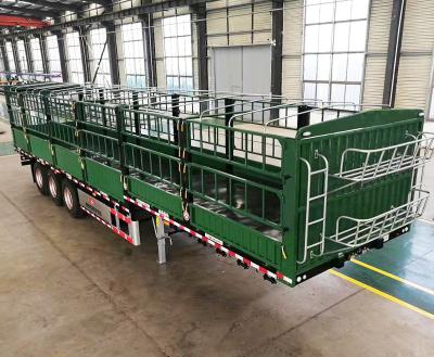 China 30-100 4 der Achsen-harten Beanspruchung halb des Anhänger-Fracht-Viehbestand-Zuckerrohr-Stangen-Tonnen Zaun-13m zu verkaufen