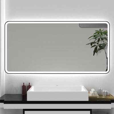 China Hotel Decoration Frameless Rectangle Wall Mounted Magnifying Makeup LED Lighted Bathroom Mirror With Touch Switch for sale