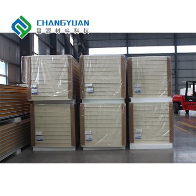 China 50mm PU Sandwich Wall Panel Polyurethane Structural Insulated Panels Lightweight for sale