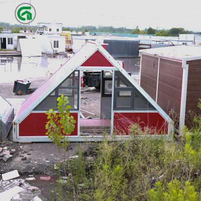 China Galvanized Steel Folding Prefab Triangle House Red For Camping And Outdoor Activities for sale