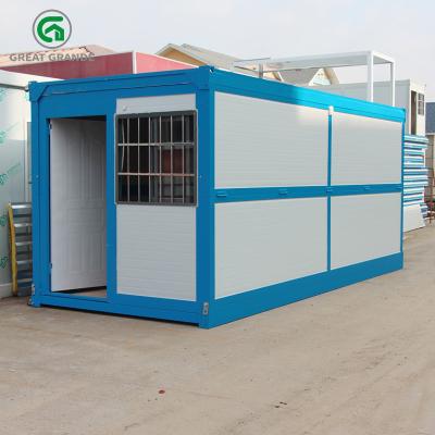 China Blue Frame Design Prefab Foldable Container House Temporary Shelter for sale