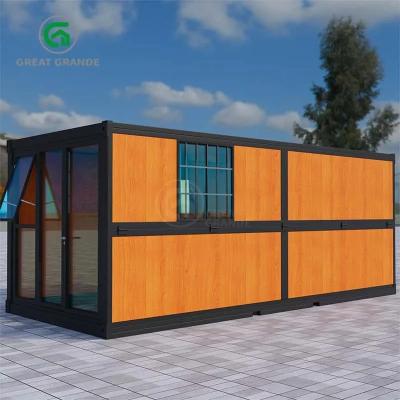 China 20ft Folding Portable Houses Manufacturer Folding Bunk Beds Wood Grain Panels Rock Wool Board for sale