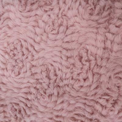China Pink Polyester Faux  Fur Fabric Knitted 58 / 60 '' For Clothing Flower Rabbit for sale