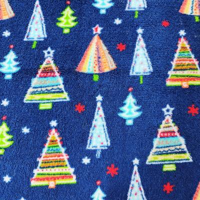 中国 Christmas Tree Printed Coral Flannel Fleece Fabric Warmly Double Side Polyester 販売のため