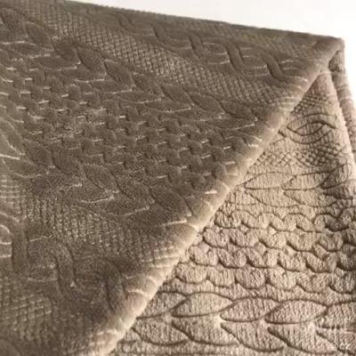 China Embossed Flannel Fleece Fabric Single Side 100% Polyester for sale