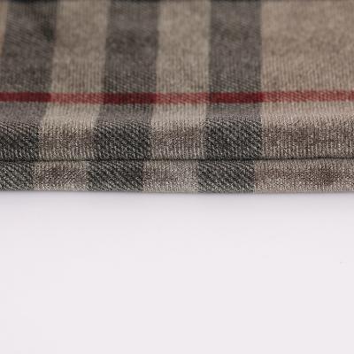 China Coffee Color Plaid Patterned Velvet Fabric 240gsm For Pillowslip Curtain Pants for sale