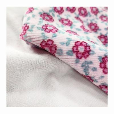 China Flower Printed Jacquard Velour Velvet Fabric 310gsm 100% Polyester for sale
