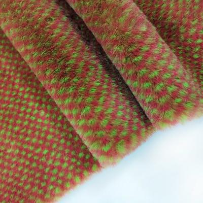 China Plaid Printed Brown Faux Fur Fabric 350gsm Thermal Long Pile For Balnkets Toys for sale