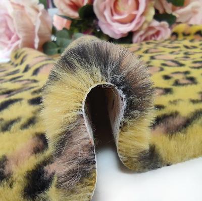 China Leopard Printed Rabbit Fur Material 320gsm 150D 288F for sale