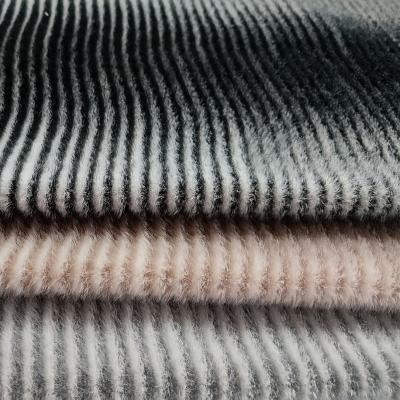 China 400gsm Black And White Faux Fur Fabric Wave Line 58'' 60'' for sale