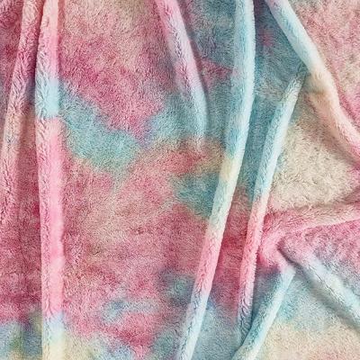 China Tie Dyed Gradient Artificial Fur Fabric Rabbit For Clothes Toy Handbag Upholstery for sale