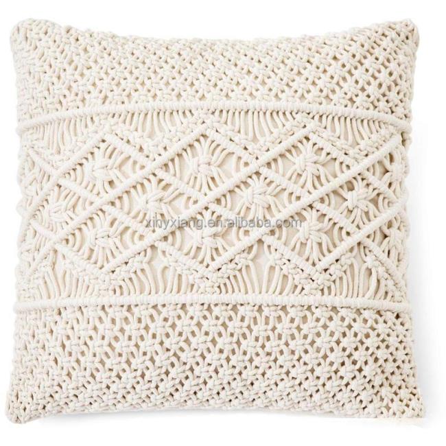 Factory custom Macrame pillow cover Boho cushion cover 100% cotton wedding decor, Macrame Cushion Case Throw Pillow Covers