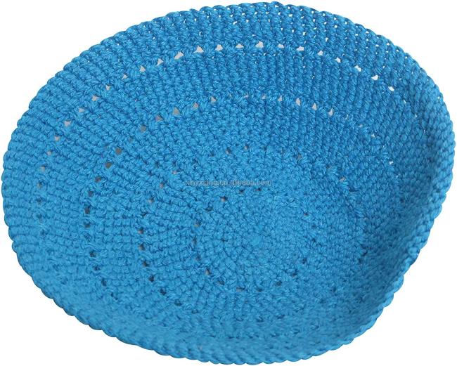 Factory Custom Hand Made 100% Cotton Hand Knitted Kippah Hat, Knit Yarmulke, Crochet Kippot Jewish Religious Gifts