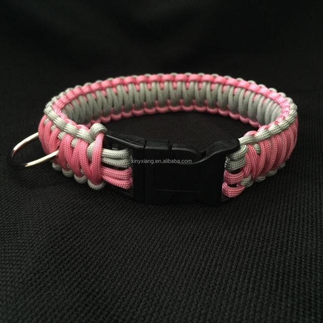 Factory custom Rope Dog Collar 550 Paracord Double Weave Dog Collar, Custom Paracord Dog Collar Diamond Sanctified Weave