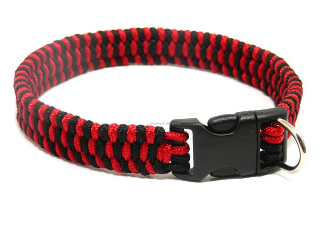 Factory custom Rope Dog Collar 550 Paracord Double Weave Dog Collar, Custom Paracord Dog Collar Diamond Sanctified Weave