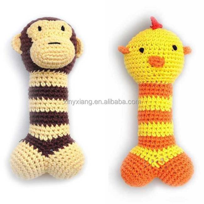 Factory Wholesale Pet Crochet Toy, Crocheted Dog Bone Toys, Funny Animal Shape Pet Puppy Dog Toys Soft Plush Sound Squeaky Chew