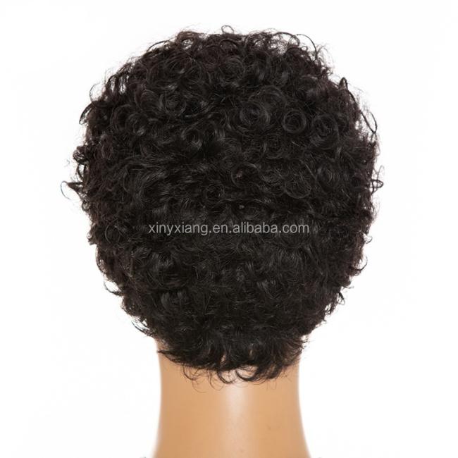 Factory Wholesale Short Afro Curly Pixie Cut human hair wigs for black women, 100% pure human hair, Water Wave Bob Wigs