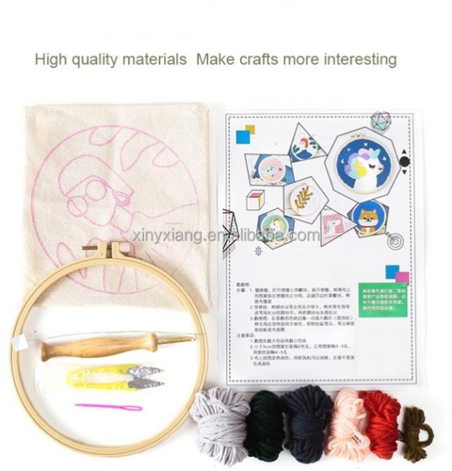 Factory Wholesale DIY Stamped Embroidery Kit with Hoop, Cloth, Threads Handmade Needle Crafts, DIY embroidery kits