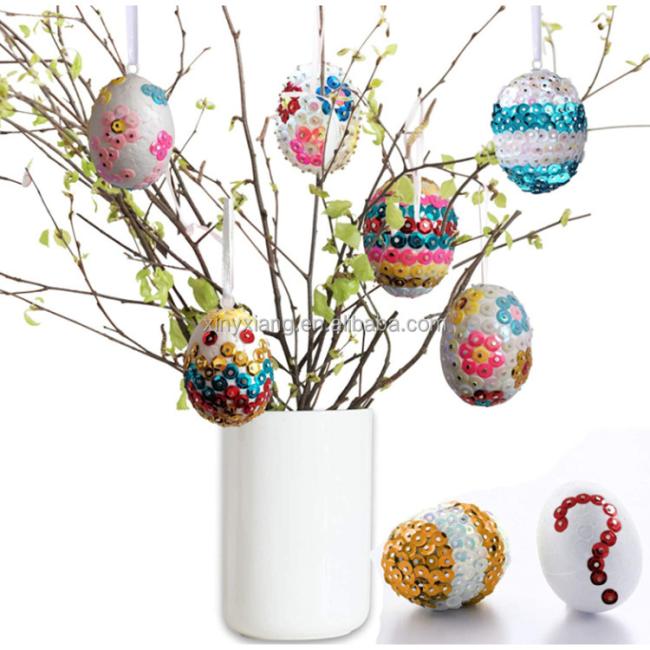 Factory Wholesale DIY Easter craft ideas using styrofoam eggs, Sequin Egg Ornament Craft Kit, DIY Christmas Ornaments