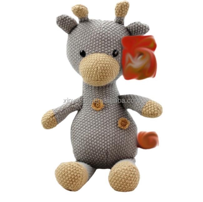 Factory Wholesale Stuffed Animal Knitted Toy, Plush Cute Deer Hand Knit Toy Stuffed Animal Doll, Amigurumi Crochet Toys