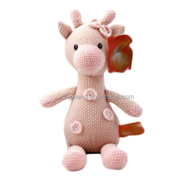 Factory Wholesale Stuffed Animal Knitted Toy, Plush Cute Deer Hand Knit Toy Stuffed Animal Doll, Amigurumi Crochet Toys