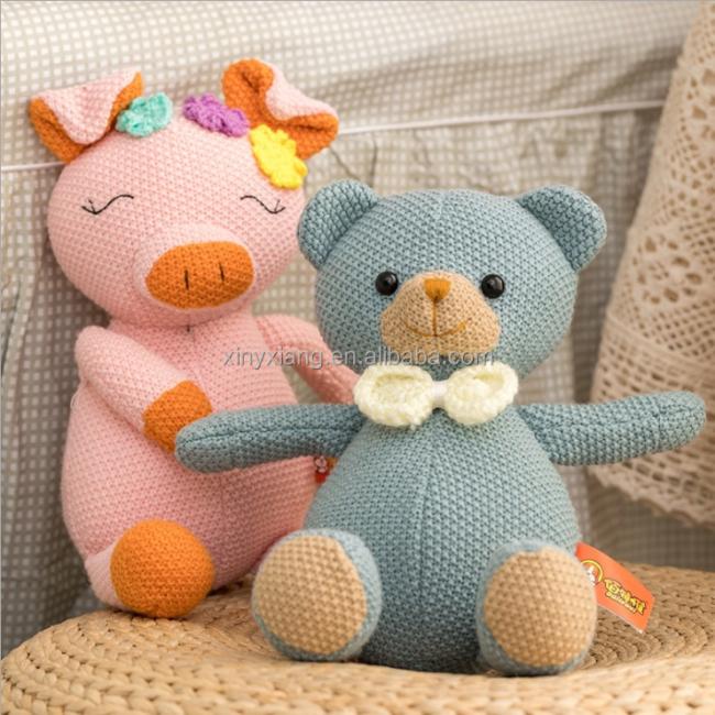 Factory Wholesale Knitted Plush Bear Toy, Knitted Stuffed Toys, Organic Cotton Knitted Stuffed Animal Doll
