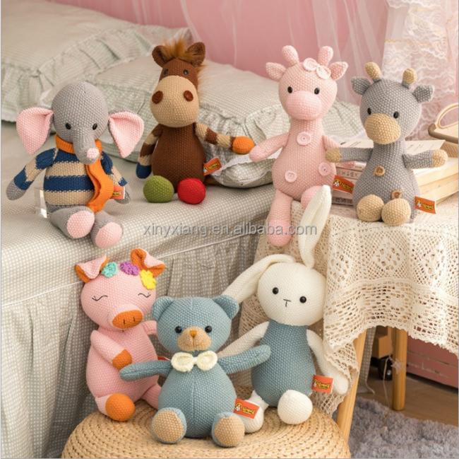 Factory Wholesale Knitted Stuffed Deer Plush Baby Sleep Toy Newborn Present 100% Handmade Amigurumi Stuffed Toys Doll