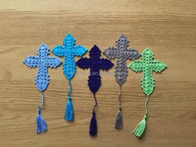 Factory Wholesale Crocheted Cross Bookmarks, Cross Bookmarks In Thread Crochet,Religious gifts,Hand knitted cartoon bookmark