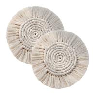 china Factory Wholesale Handmade Macrame Coasters, Cotton Rope Braided Placemats,