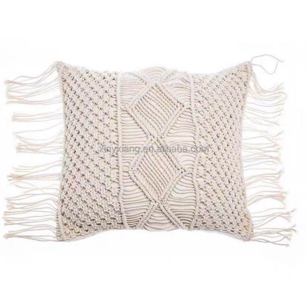 Quality Factory custom Macrame Cushion Cover with Fringe, Hand Woven Knotted Diamond Cushion, Macrame Hobo Envelope Pillow Cover for sale