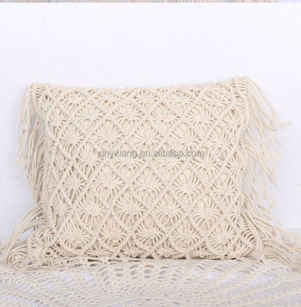 Quality Factory custom Macrame pillow cover Boho cushion cover 100% cotton wedding decor for sale