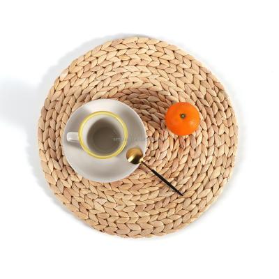 China Factory wholesale&custom Natural Water Hyacinth Weave Placemat Round Braided Rattan Tablemats Seatmats for sale