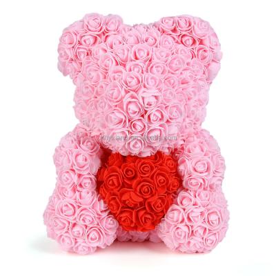 China Factory Wholesale Birthday Valentines Gift Teddy Bear Rose Flower Decoration Gifts 25cm, Artificial Flowers Rose Bear PE Foam for sale