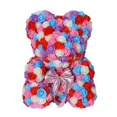 China Factory Wholesale 25cm PE foam Teddy Bear Mold of roses flower for Valentines Day Gift Teddy Bear Flower DIY Wedding Party Decor for sale