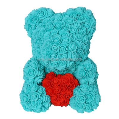China Factory Wholesale 30cm Artificial Teddy Bear Rose Flowers PE Foam Valentines Wedding Gift Box Accessory for sale