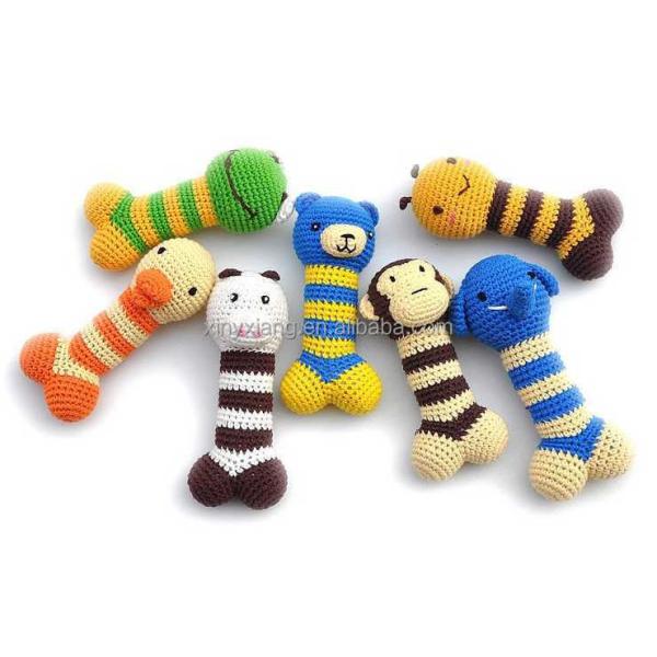 Quality Factory Wholesale Pet Crochet Toy, Crocheted Dog Bone Toys, Funny Animal Shape for sale