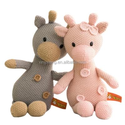 China Factory Wholesale Knitted Stuffed Deer Plush Baby Sleep Toy Newborn Present 100% Handmade Amigurumi Stuffed Toys Doll for sale